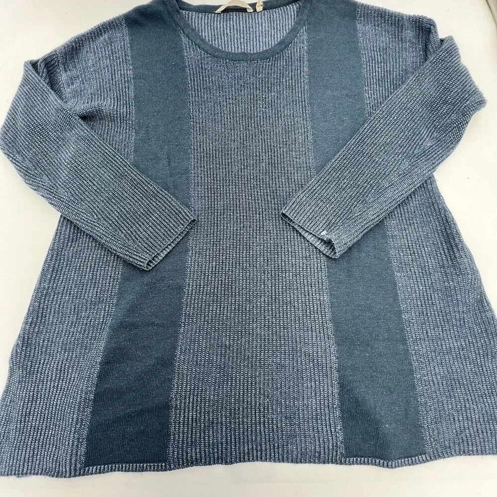 Soft Surroundings Agathé Sweater Womens L Blue Knit Pullover Long Sleeve Ladies